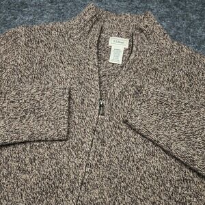 LL Bean Womens Lambswool Angora Rabbit Hair Full Zip Sweater Brown XS